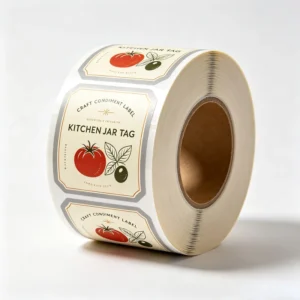 Custom Roll Vintage Waterproof UV Condiment Jar Labels Self-Adhesive Tomato Olive Illustration Sticker for Kitchen Food Glass