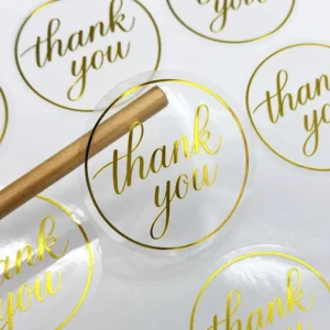 Custom Roll Waterproof Gold Foil Die-Cut Round Thank-You Logo Seal Stickers for Small Business Packaging