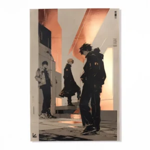 Custom Rose Gold and Copper Foil Art Print Poster, Glossy Anime Illustration