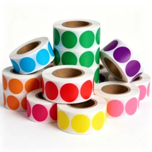 Custom Round Color Dot Self-Adhesive Blank Waterproof Vinyl Roll Stickers for Inventory Classification Marking Price Tags