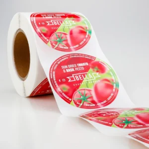 Custom Round Food Labels, Roll Printed, Waterproof Adhesive Vinyl, for Tomato Sauce Packaging