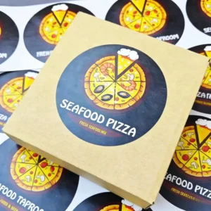 Custom Round Logo Takeaway Lunch Box Labels, Recyclable Waterproof Roll
