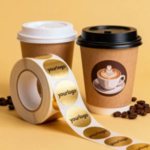 Custom Round PVC Adhesive Stickers UV-Printed Glossy Coffee Labels for Paper and Plastic Cups