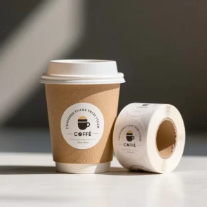 Custom Round PVC Adhesive Stickers for Paper and Plastic Beverage Cups, UV Printed Glossy