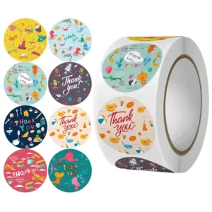 Custom Round Paper Logo Labels Circular Seal Sticker Roll