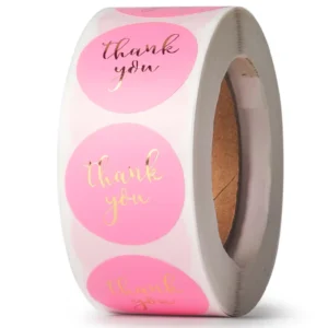 Custom Round Printed Die-Cut Vinyl Thank You Labels Self-Adhesive Roll Stickers