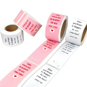 Custom Round Thank-You Labels, Self-Adhesive Vinyl Waterproof Sticker Roll for Packaging