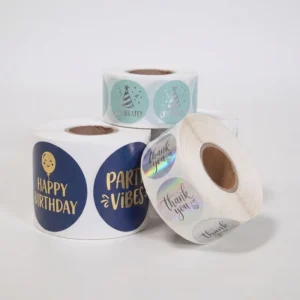 Custom Round Thank You Seal Labels Waterproof Adhesive Packaging Labels for Gift Bag Box Product Packaging