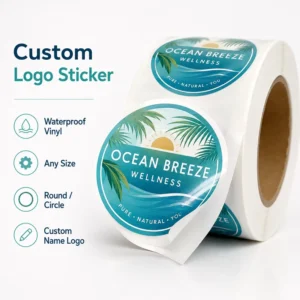 Custom Round Waterproof Vinyl Logo Stickers for Packaging, Cups, Jars, Bottles, Food, Beverage, and Coffee