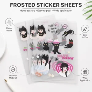 Custom Sand Glitter Transparent Frosted Sticker Sheets Manufacturer