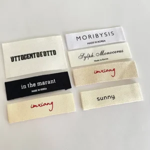 Custom Satin, Cotton, and Polyester Printed Woven Fabric Labels for Clothing, Hats, Bags, and Shoes