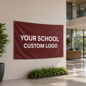 Custom School Flag with Logo, Single-Sided Digitally Printed Polyester Banner for Campus Wall Display