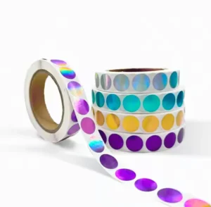 Custom Scratch-Off Sticker Roll, Round Silver Holographic Adhesive Labels for Surprise Reward Cards