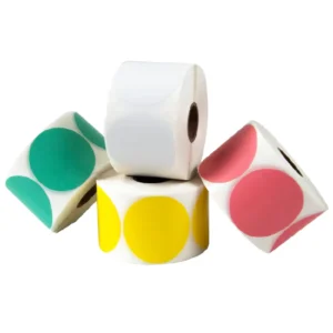 Custom Self-Adhesive Colored Circle Direct Thermal Sticker Labels Compatible with Thermal Printers
