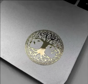Custom Self-Adhesive Electroplated Nickel Alloy Metal Transfer Stickers for Tea Packaging Boxes