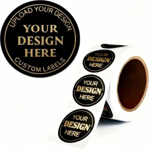 Custom Self Adhesive Glossy Vinyl Stickers Business Logo Waterproof Oil Proof UV Hot Stamping Supermarket Promotion Die Cut
