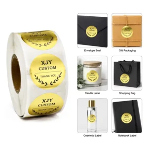 Custom Self-Adhesive Hot Stamping Gold Foil Sticker Roll Labels
