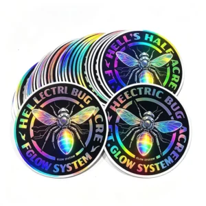 Custom Self-Adhesive Rainbow Holographic PVC Vinyl Die-Cut Logo Stickers