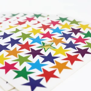 Custom Self-Adhesive Star-Shaped Paper Reward Sticker Sheet with Cute Cartoon Design