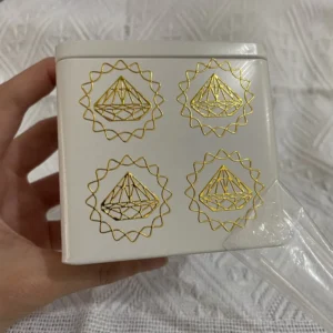 Custom Self-Adhesive UV Transfer Stickers with Gold Stamping, Irregular Shape Packaging Labels