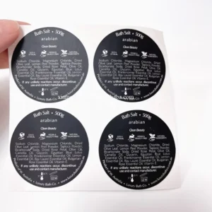 Custom Self-Adhesive Vinyl Packaging Labels for Cosmetic Spa Bath Salt Bottles