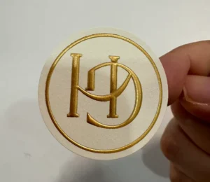 Custom Shape Embossed Cotton Paper Adhesive Sticker Labels for Logo Printing