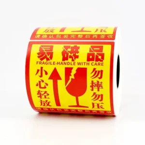 Custom Shape Fragile Warning Shipping Label Tamper-Evident Self-Adhesive Sticker