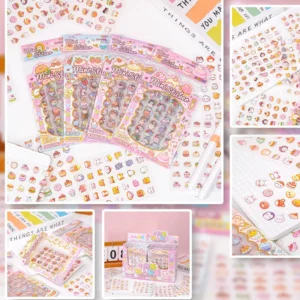 Custom Shaped Cartoon Eco Friendly Self adhesive Paper Stickers Tiny Snack Pattern Precut Decor Decal Planner Diary Card Making