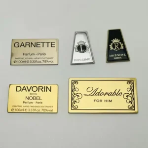 Custom Shaped Die-Cut 3D Raised Embossed Perfume Metal Label with Adhesive