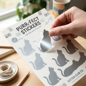 Custom Shaped Matte Silver PET Waterproof Die-Cut Brand Logo Stickers for Laptops and Water Bottles