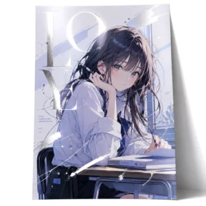 Custom Silver Foil Art Print Poster, Cartoon Fan Art Anime Japanese Bishoujo