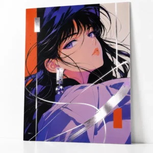 Custom Silver Foil Art Print Poster, Vintage Cartoon Fan Art Anime Illustration