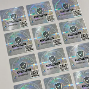 Custom Silver Holographic Security Label Tamper-Evident Void Sticker with Unique QR Code SN