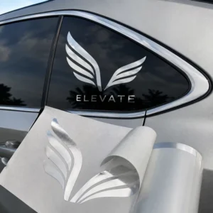 Custom Silver Metallic Precision Die-Cut Removable Glue-Free Automotive Sticker