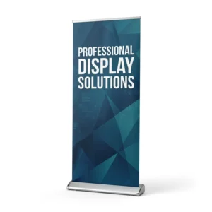 Custom Size Blue Geometric PVC Mesh Digital Printed Waterproof Foldable Portable Retractable Outdoor Business Banner