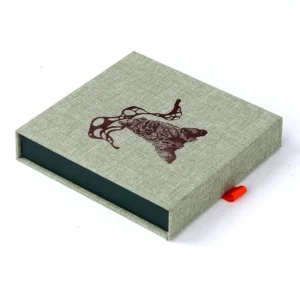 Custom Size Boxes Green Linen Paper Photo Album USB Packaging Magnet Closure Rigid Cardboard Gift Box