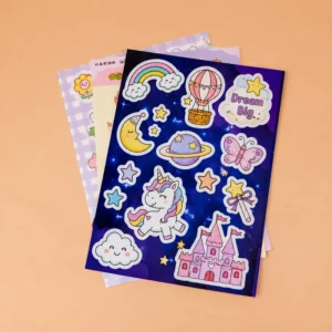 Custom Size Self-Adhesive Vinyl Waterproof Kiss-Cut Sticker Sheets, Matte or Glossy Finish, Packaging Labels, UV or Offset Printing