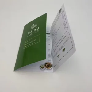 Custom Size Z-Fold Restaurant Menu Embossed Gold Stamping Waterproof Foldable Food Price Menu Leaflet