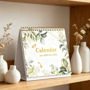 Custom Small Flip Desk Calendar 8 x 6 Inch with Stickers