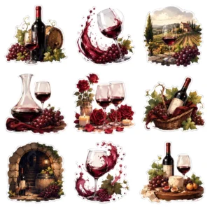Custom Special-Shape Graphic PVC Labels, Waterproof, Writable, Self-Adhesive Stickers for Red Wine
