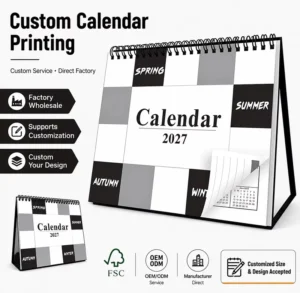 Custom Spiral Desk Calendar, Personalized Monthly Planner, Wire Binding, Office Table Calendar