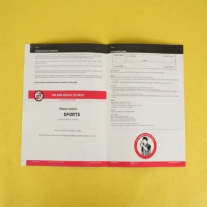 Custom Sports Instruction Manual and Installation Brochure Printing