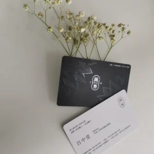 Custom Spot UV Embossed Black PVC Business Card