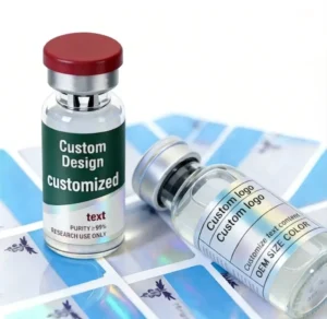 Custom Spot UV Vial Labels 3 ml, 5 ml, 7 ml, 10 ml Peptide Vinyl Stickers for Glass Bottles Healthcare Packaging