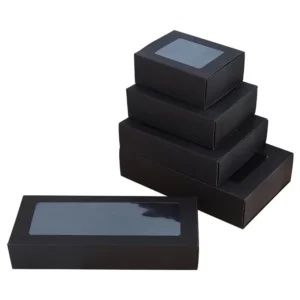 Custom Square Kraft Paper Gift Box with Transparent Window for Cosmetic Packaging