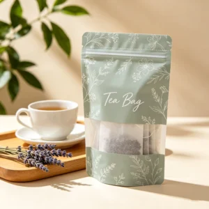 Custom Standing Flat-Bottom Tea Packing Bag with Zipper