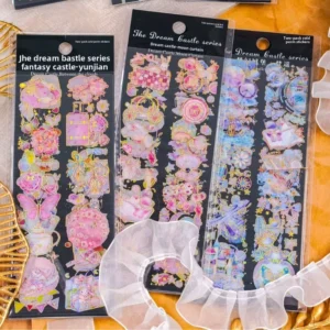 Custom Stock Flower Language Series Cold Stamping Stickers Romantic Series High Value PET Light Luxury Scrapbook Decoration