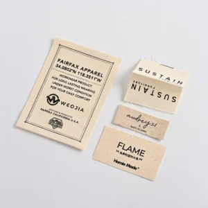 Custom Straight Cut Organic Cotton Fabric Clothing Labels, Iron-On, Center Fold, Printed, 100% Cotton, Sew-On