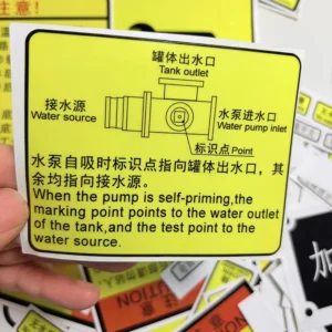 Custom Strong Adhesive Eco-Friendly Glossy Finish Equipment Labels Waterproof & Oil-Proof Safety Stickers Easy Apply & Durable