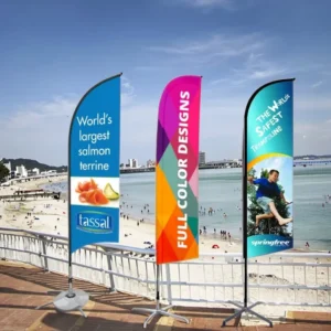 Custom Sublimated Tear-Drop Feather Flag with Pole for Beach or Barber Shop Use
